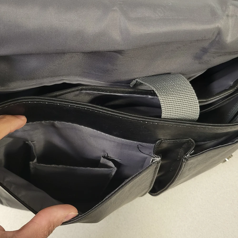 Black Men's Messenger Bag - Professional Laptop Shoulder Bag